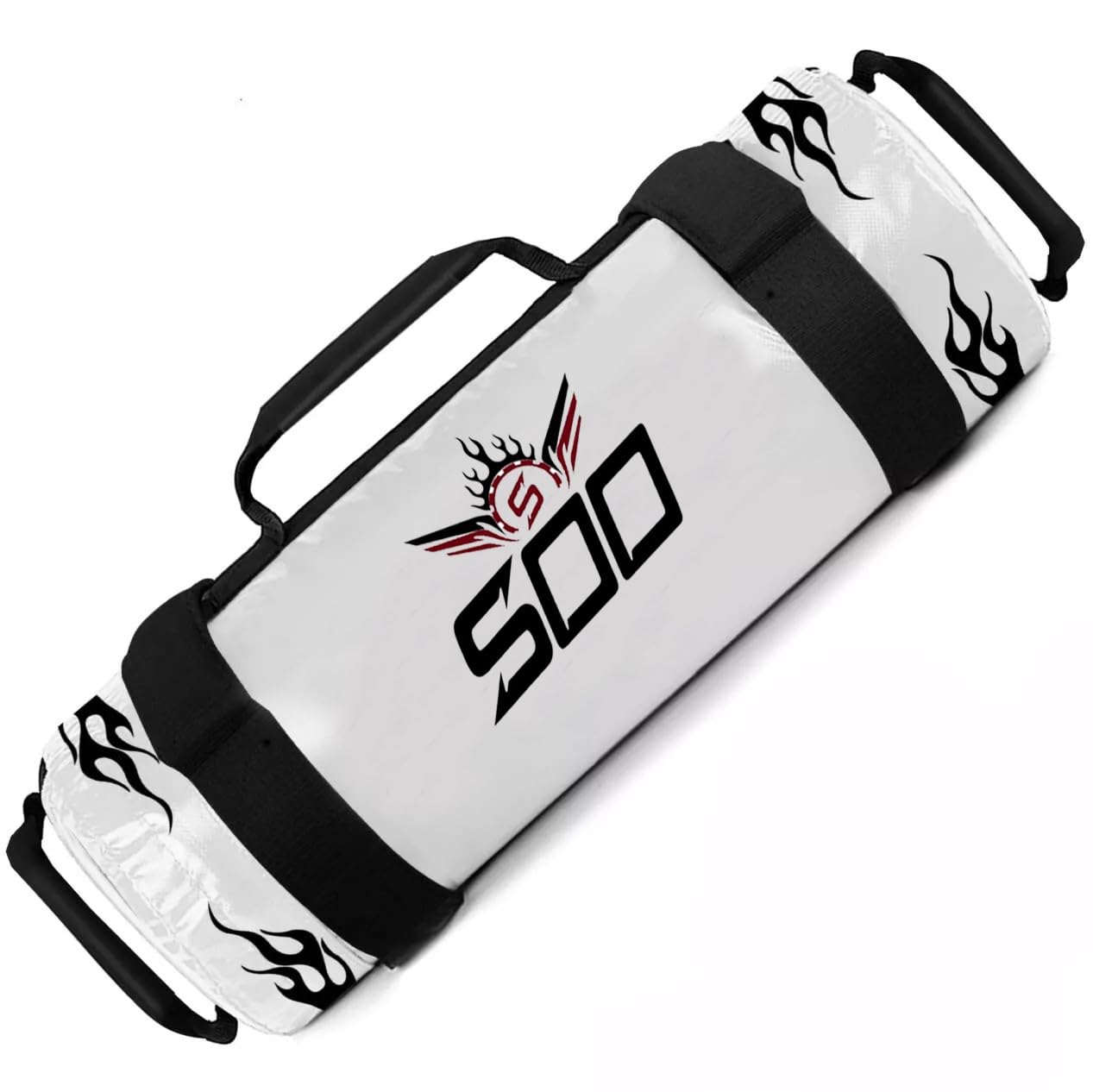 SOO Fitness Power Sandbag, Heavy Duty Sand Filled Workout Training Gym Bag with Strong Handles Weighted Slam Bag for Weight Lifting, Running, Powerlifting Exercises (White, 30kg)