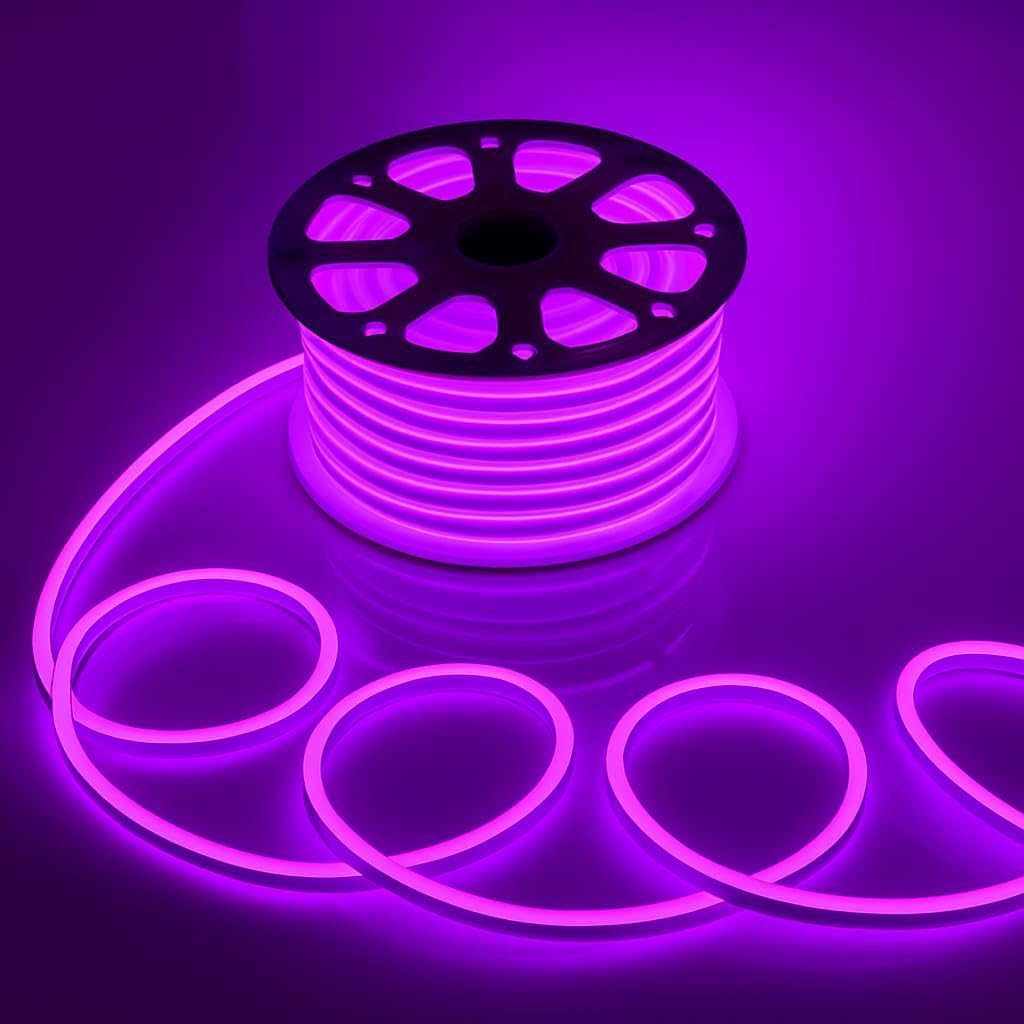 Purple Neon Strip Lights, 4 Meters Long, DC 12V LED Light Strip, Waterproof IP65, Flexible Silicone Neon Rope Light Suitable for Indoor and Outdoor use in bedrooms and Kitchens-image-38