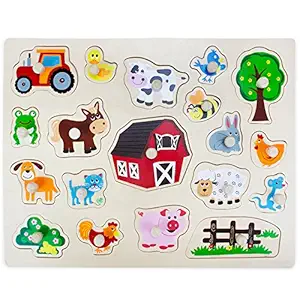 Large Size Wooden Barnyard Puzzle Board - 20 Peice Set!