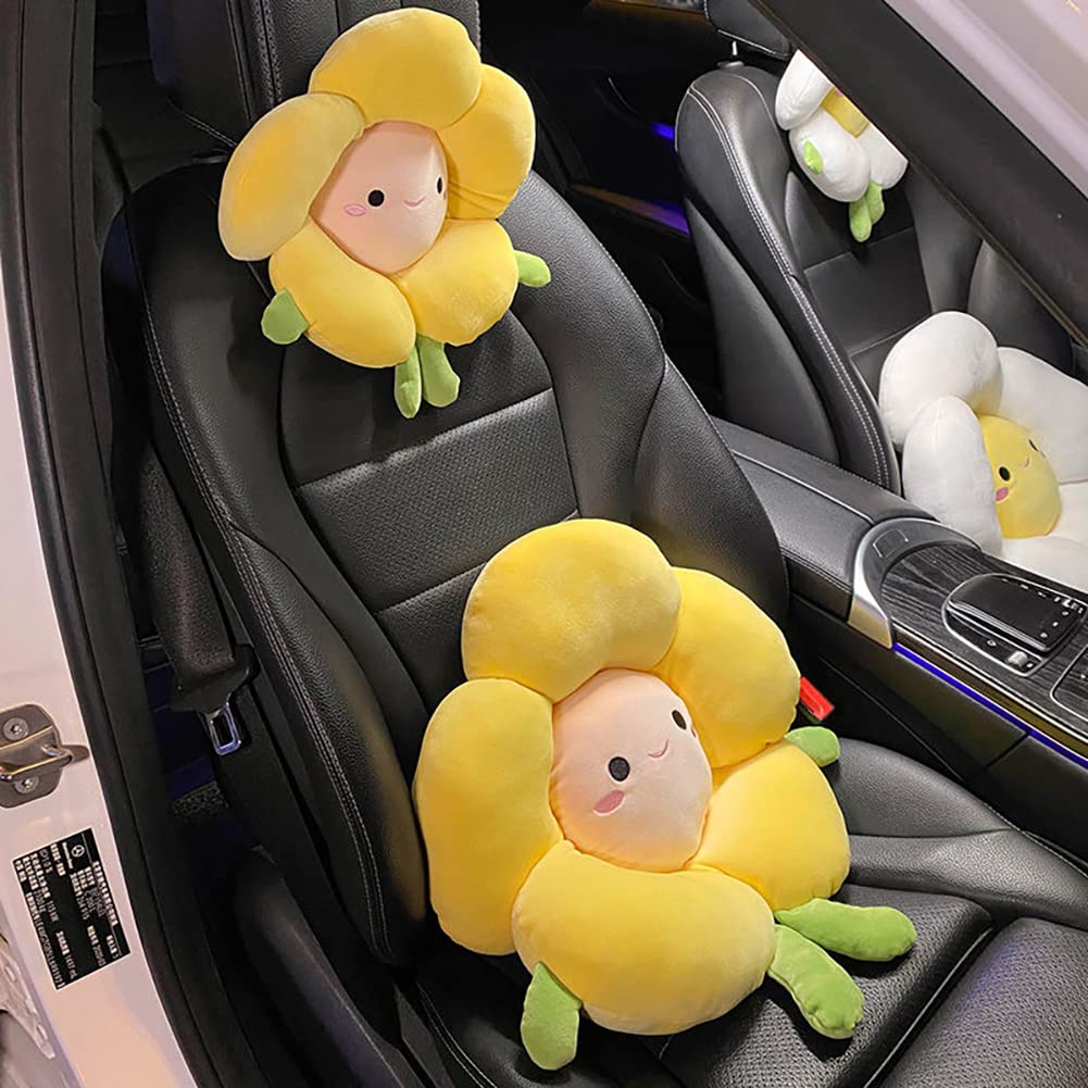 seemehappy Car Headrest Pillow, Cute Car Neck Pillow Travel,Car Seat Headrest for Driving,Neck Rest,Neck Support Office Chair Home-Neck Pillow-Yellow-1pcs