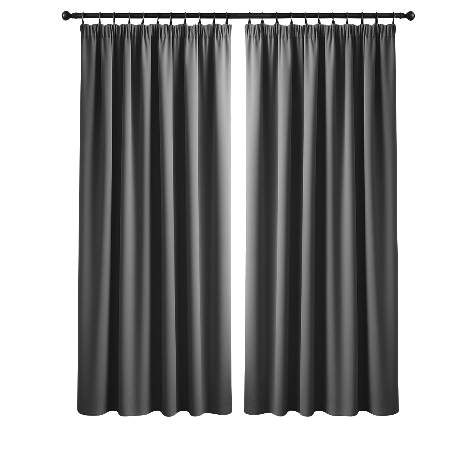 Yorkshire Bedding Blackout Curtains for Bedroom 90x72 Grey Curtain Privacy Protection Pencil Pleat Curtains Thermal Insulated Energy Saving Curtains for Living Room 2 Panel with Tiebacks