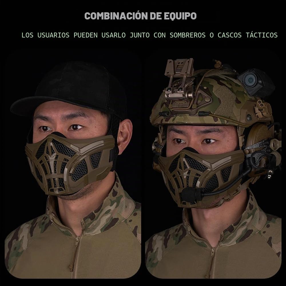 Peminkoo Máscara táctica de Media Cara para Paintball Airsoft máscara Protectora de escorpión diseño Interior de Silicona máscaras de Cosplay Transpirables