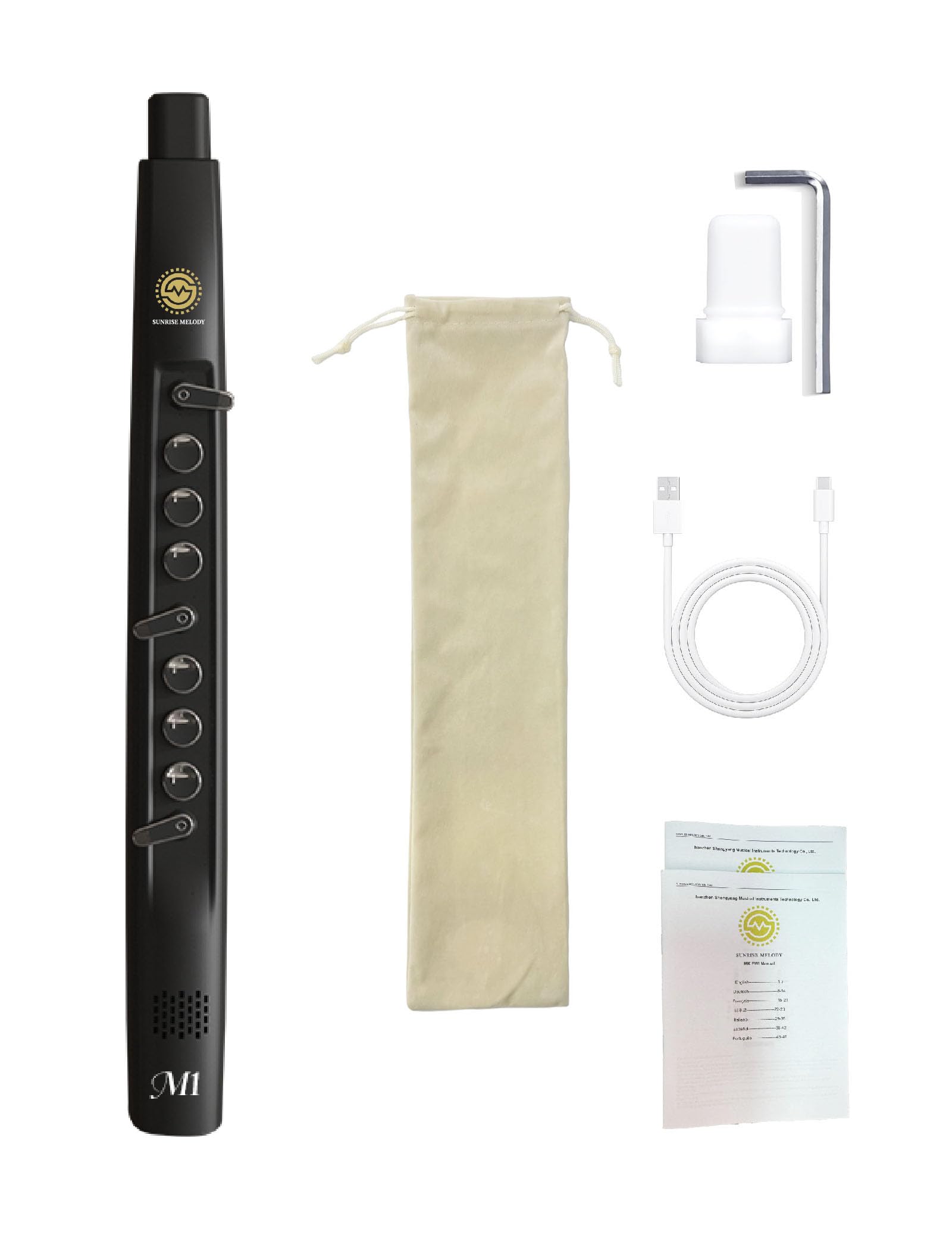M1 Elektronisches Blasinstrument, Anfängerfreundliches Digitalsaxophon mit 26 Klangfarben, 5 Oktaven, 3 Vibrato-Modi, 4 Griffmodi, USB-C wiederaufladbar, eingebauter Lautsprecher