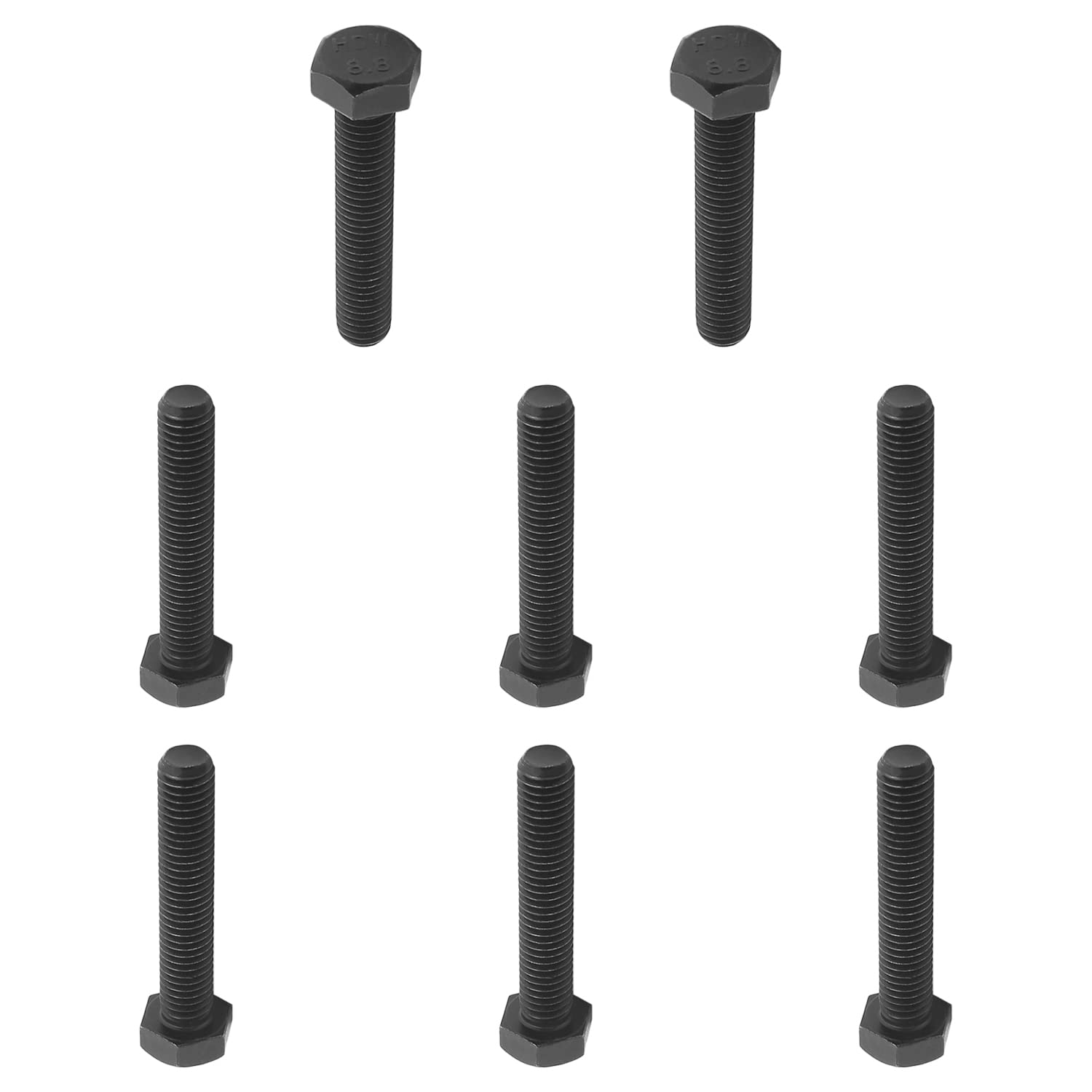 M8 x 50mm Carbon Steel Grade 8.8 External Hex Head Screw Bolts Metric Thread Hexagon Bolts Fastener, 55.5 x 13 x 13mm (Lx W x H) Bolts for Machinery Furniture Hardware Black 20pcs
