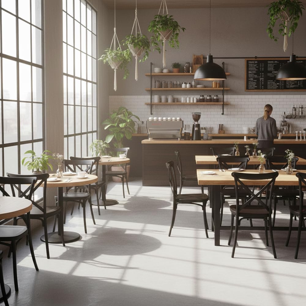 EME 2 Sillas Crossback Color Negro, Sillas de Comedor o Cocina. Incluye 2 sillas. Elegantes para Cocina o Comedor, apilables y Muy Resistentes. Fabricadas en Polipropileno Monoblock.