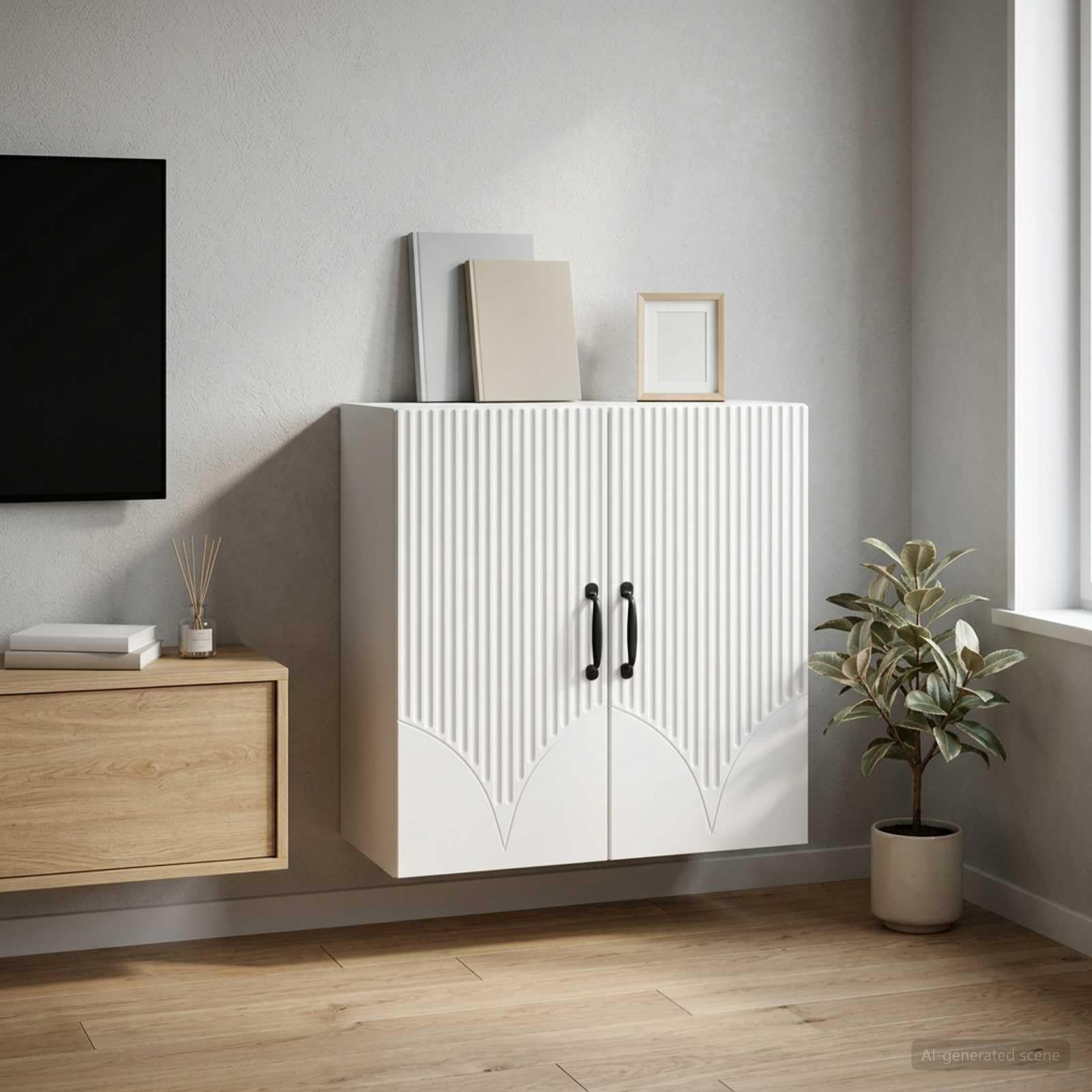 Armadio da parete, 59 x 31 x 60 cm, colore: Bianco