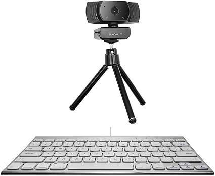 Macally Wired Mini Keyboard and a 1080P Webcam with Microphone, Tripod and Built in Speaker, Upgrade Your MacBook Accessories