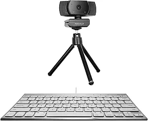 Macally Wired Mini Keyboard and a 1080P Webcam with Microphone, Tripod and Built in Speaker, Upgrade Your MacBook Accessories