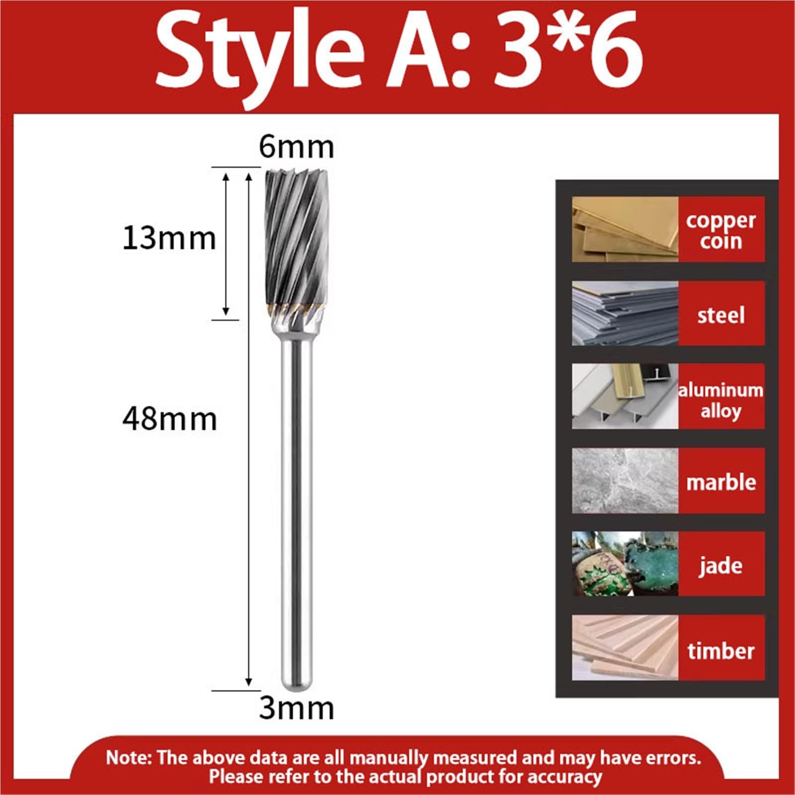 Carbide Rotary File Power Tools Metal Internal Grinding Head Hand Drill Grinding Drill Bit Milling Cutter Reaming Drill(Style A 3-6,10 copies)