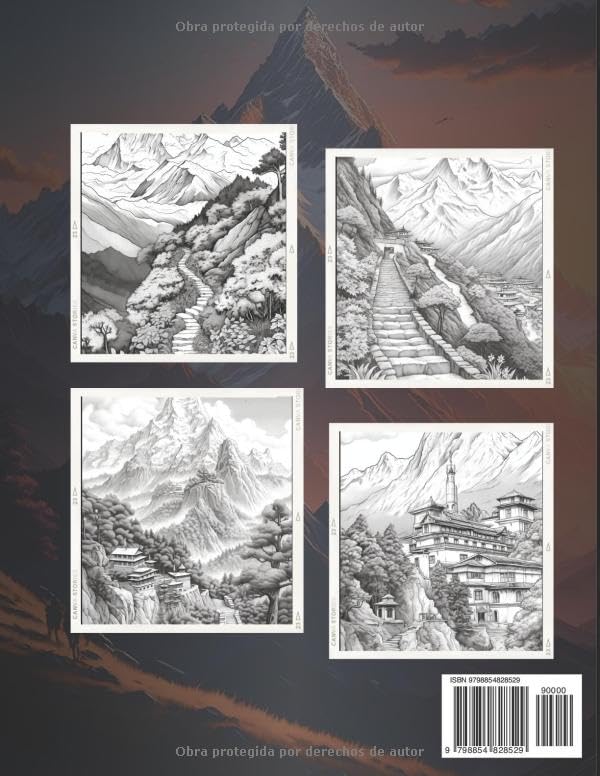 Miniatura 2 de Paisajes Libro de Colorear Hermosos escenas de Himalaya de colorear para todas las edades. Libro para relajarse y aliviar el estrés. (Spanish