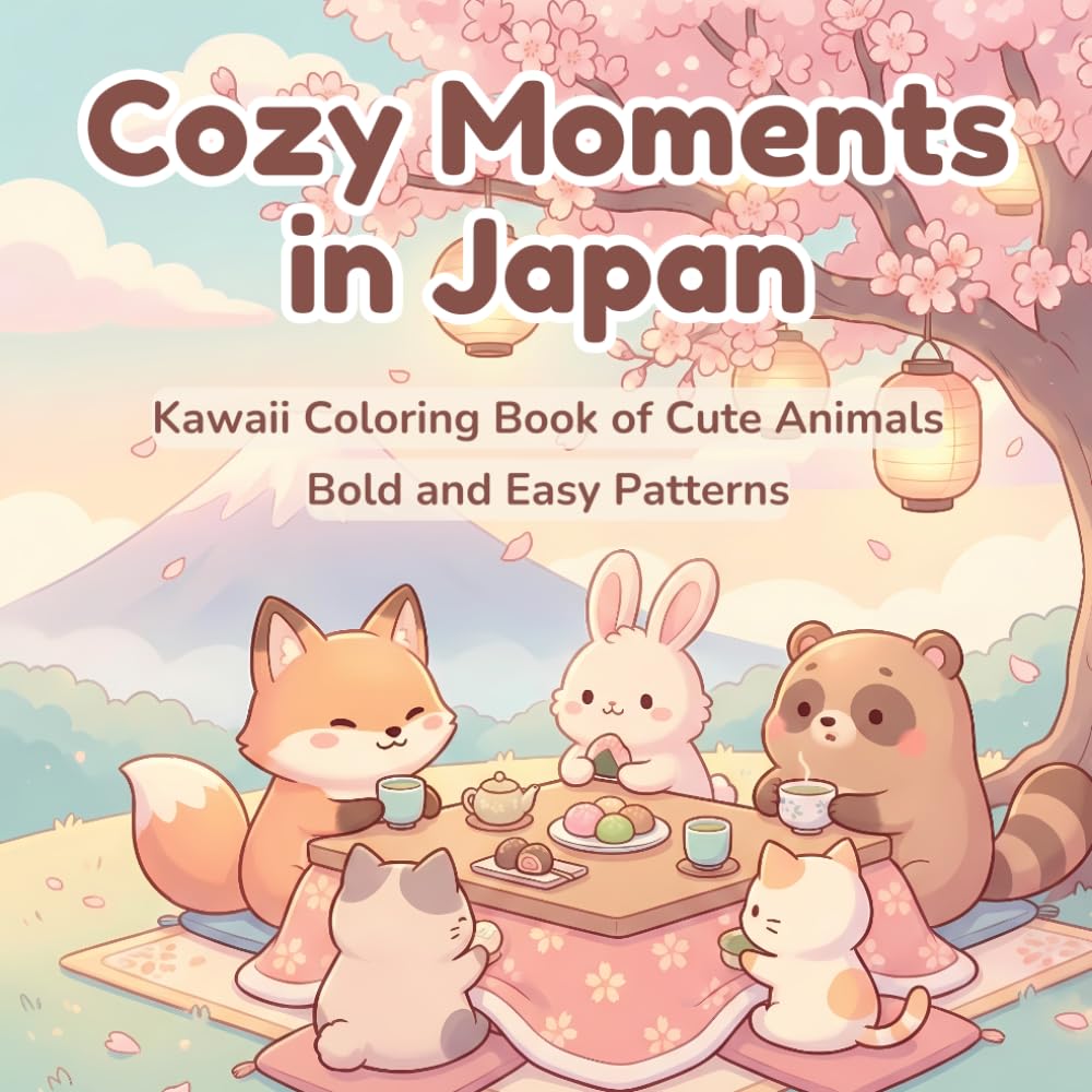 Cozy Moments in Japan: Kawaii Coloring Book of Cute Animals | Bold and Easy Patterns | Cats, Rabbits, Bears, and Adorable Characters | Japanese ... and Teens (cozy moments coloring kawaii)