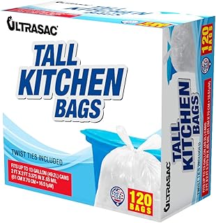 Ultrasac 13 Gallon 0.6 MIL Tall Kitchen Bags With Twist Ties - 24