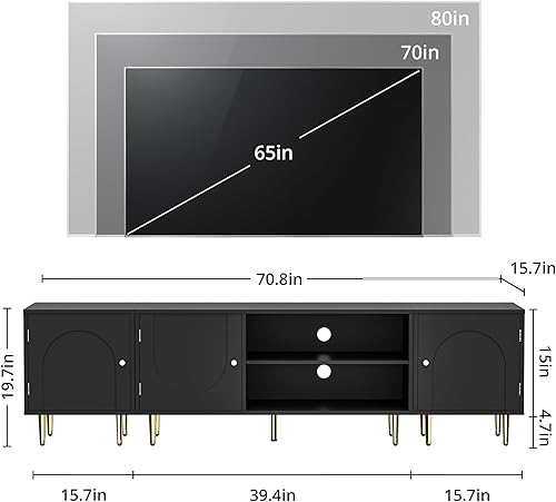 Miniatura 2 de Moderno soporte de TV para TV de 50607080 pulgadas, soporte de TV combinado para TV de más de 75 pulgadas, centro de entretenimiento para TV de