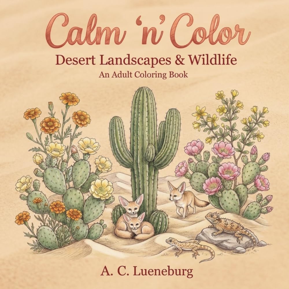 Calm 'n' Color Desert Landscapes & Wildlife: A coloring book for adults & teens about desert landscapes & wildlife from around the world | Great gift ... etc. (Calm 'n' Color Adult Coloring Books)