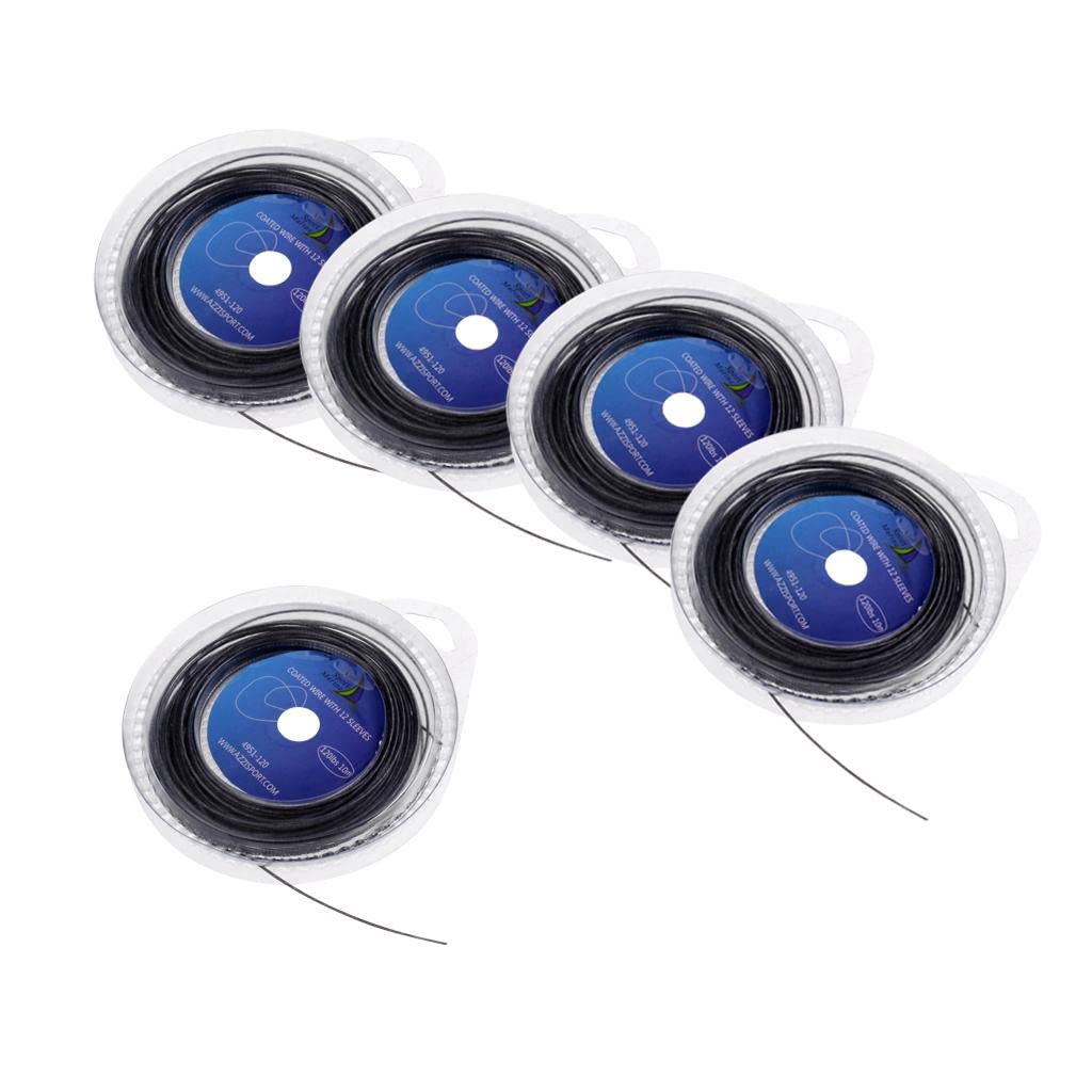 RNXRZANK Fishing Wire Leader Coated Steel Line 2020lb with 12 Sleeves, Silver, 120lbs