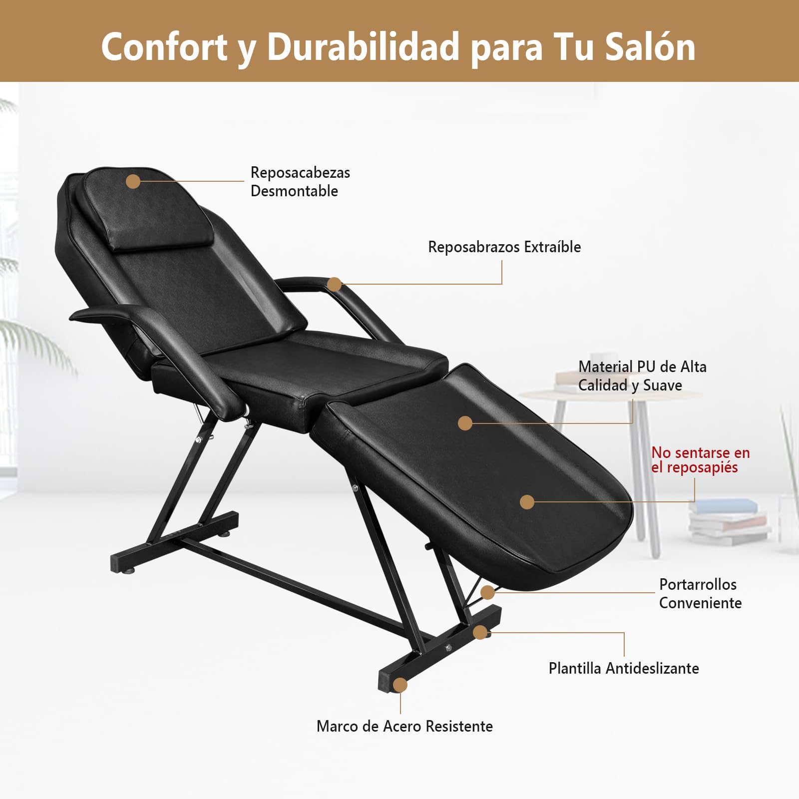 Bonnlo Camilla Masaje Ajustable, Camilla Masaje, Cama de Masaje para Salones de Belleza, SPA y Peluquerías, Negro