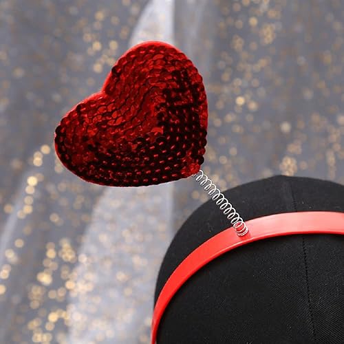 Miniatura 2 de LKQBBSZ Diadema de lentejuelas en forma de corazón para el día de San Valentín lazo para el cabello banda para el cabello accesorios de vestir para