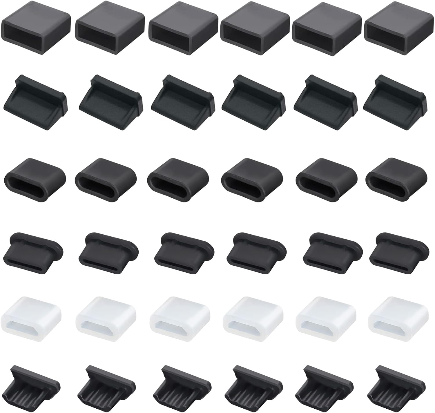 36 PCS 6 Types USB Anti Dust Cover Plugs, USB TypeC Dust