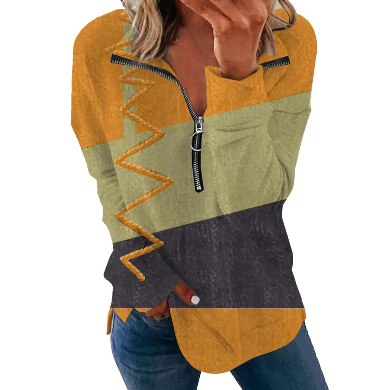 Dressy Blouses for Women,Womens Oversized Half Zip Pullover Long Sleeve Sweatshirt Quarter Zip Trendy Hoodie