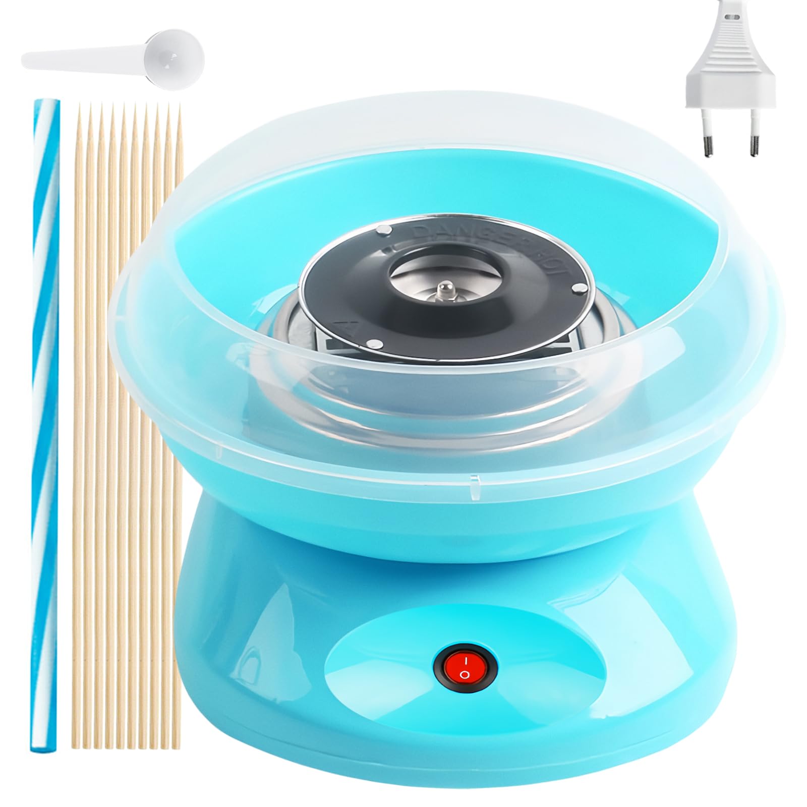 Maszyna do waty cukrowej, Retro Cotton Candy Machine 450 W, maszyna do waty cukrowej, maszyna do waty cukrowej, do domu, z miarką, pałeczki cukierków z tworzywa sztucznego, dziesięć patyczków