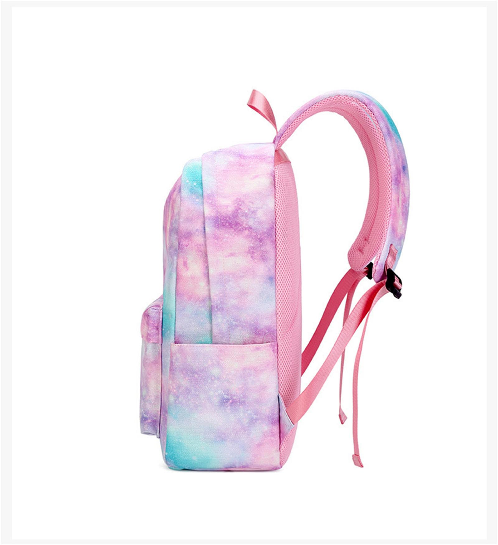 Zaino Zaino Tre Pezzi Set per Ragazze con Stampa Graffiti Cielo Stellato, Zaino Studente della Scuola Elementare, Zaino Leggero-Viola Splendente