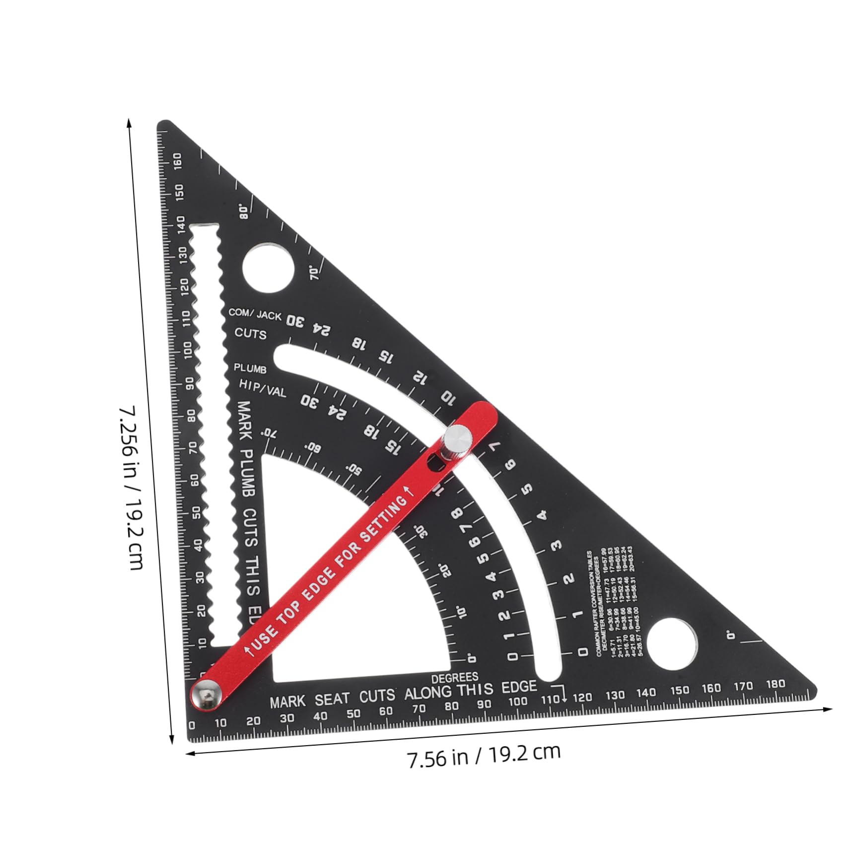 Squadra Regolabile Alluminio Calibro per Trapano Righello Angolare con Scala Metrica e Imperiale Strumento Quadrato per Misurazione Angolare Lavorazione del Carpenteria Edilizia