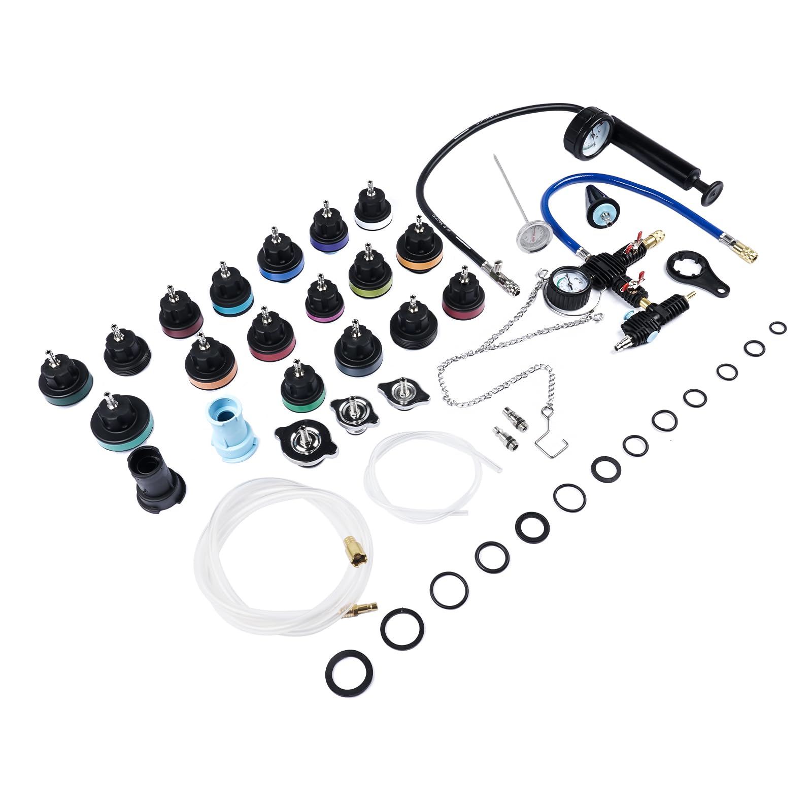 31 Pezzi Universale Radiatore Pressione Tester Kit per Il Test del Sistema di Raffreddamento del radiatore Pressione per Auto, Strumento ad Aria compressa per Auto, Blu