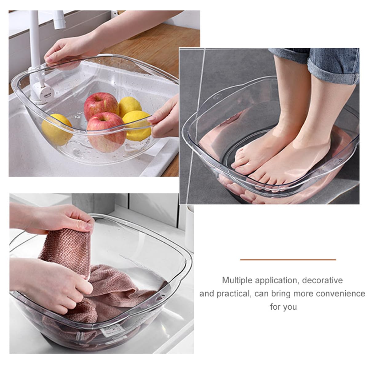Homoyoyo Lavabo de Plástico Transparente Multipropósito y Resistente para Salón y Hogar, Adecuado para Limpieza Facial y Cuidado Personal Diario