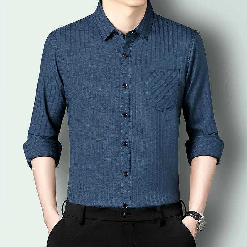 Chemise homme ample rayée anti-transpiration à manches longues - 3