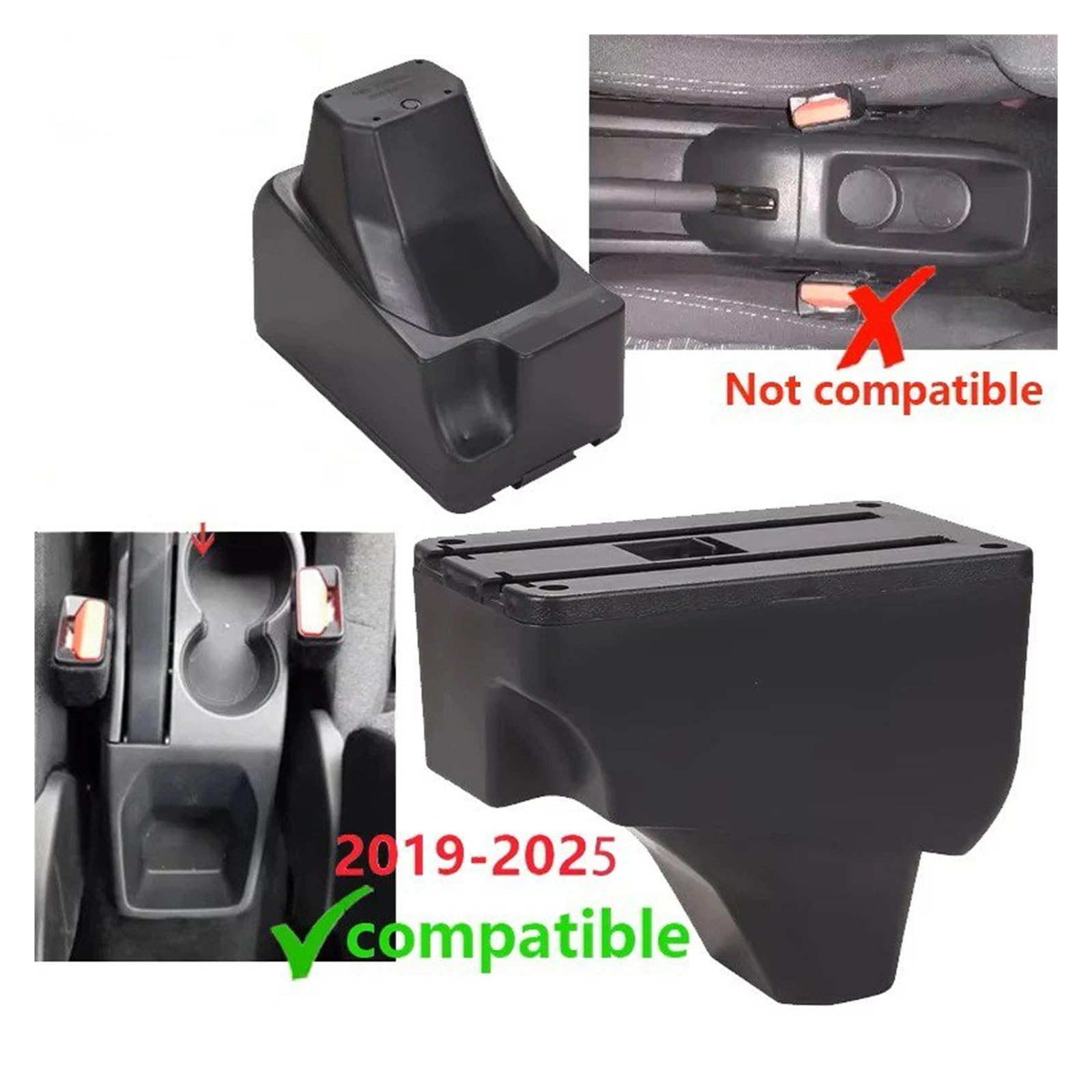 pour Peugeot 2008 208 2019-2022 2023 2024 2025 Accoudoir Voiture Pièces Rénovation Détails Intérieurs Accessoires Boîte Rangement Accoudoir Central(C Black Red NO USB)
