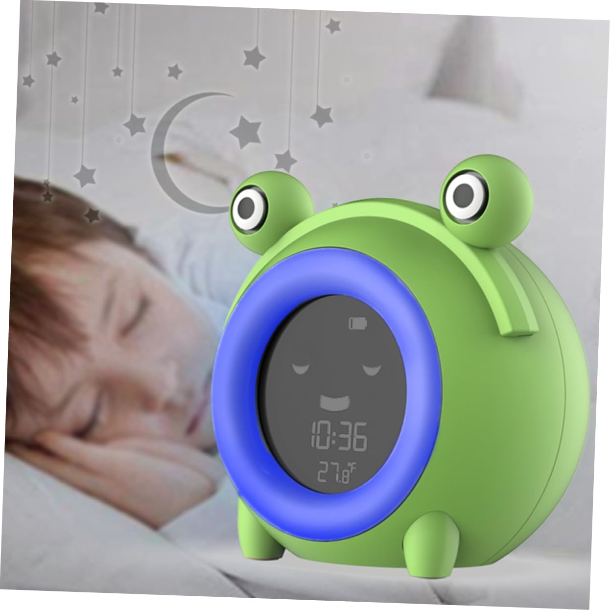 Réveil Veilleuse Dessin Animé ABS Vert pour Chambre Garçon et Filles