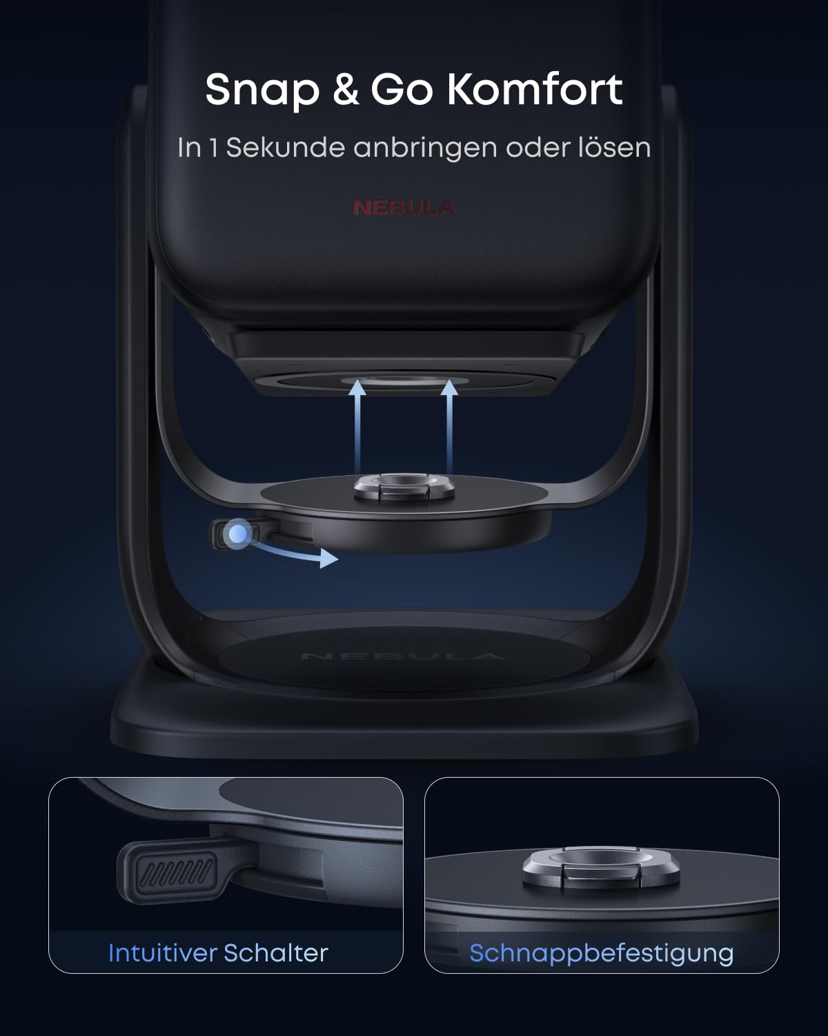 NEBULA Gimbal-Ständer für Beamer, 360° Rotation, anpassbare Höhe und Winkel, einfacher Aufbau, Deckenprojektion, kompatibel X1, Cosmos 4K SE, Cosmos Laser 4K, Garten, Schlafzimmer