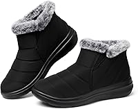 SHIBEVER Women's Waterproof Winter Snow Boots: Ankle Fur Lined Slip-On Warm Insulated Comfortable Shoes