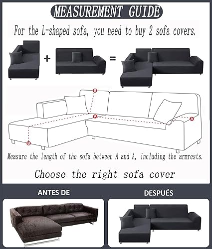 Miniatura 4 de GWTYR Funda para sofá de 2341 plaza en forma de L para mascotas, funda elástica estampada para sofá esquinero, protectores de muebles para sofás y