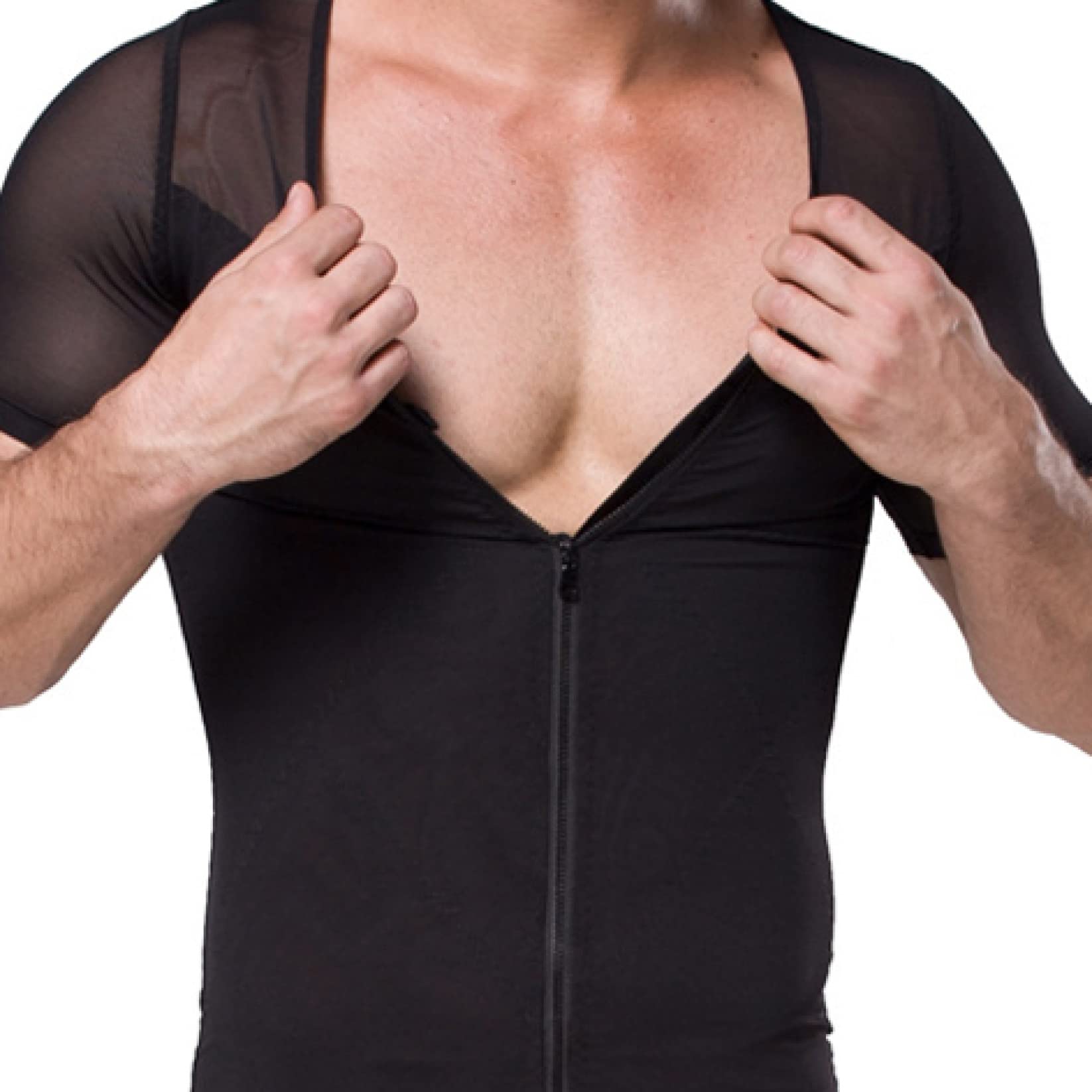 Top Modellanti per Il Corpo con Cerniera per Uomo, Camicie a Compressione Elastica Modellante per Il Controllo della Pancia - t-Shirt Intima Traspirante