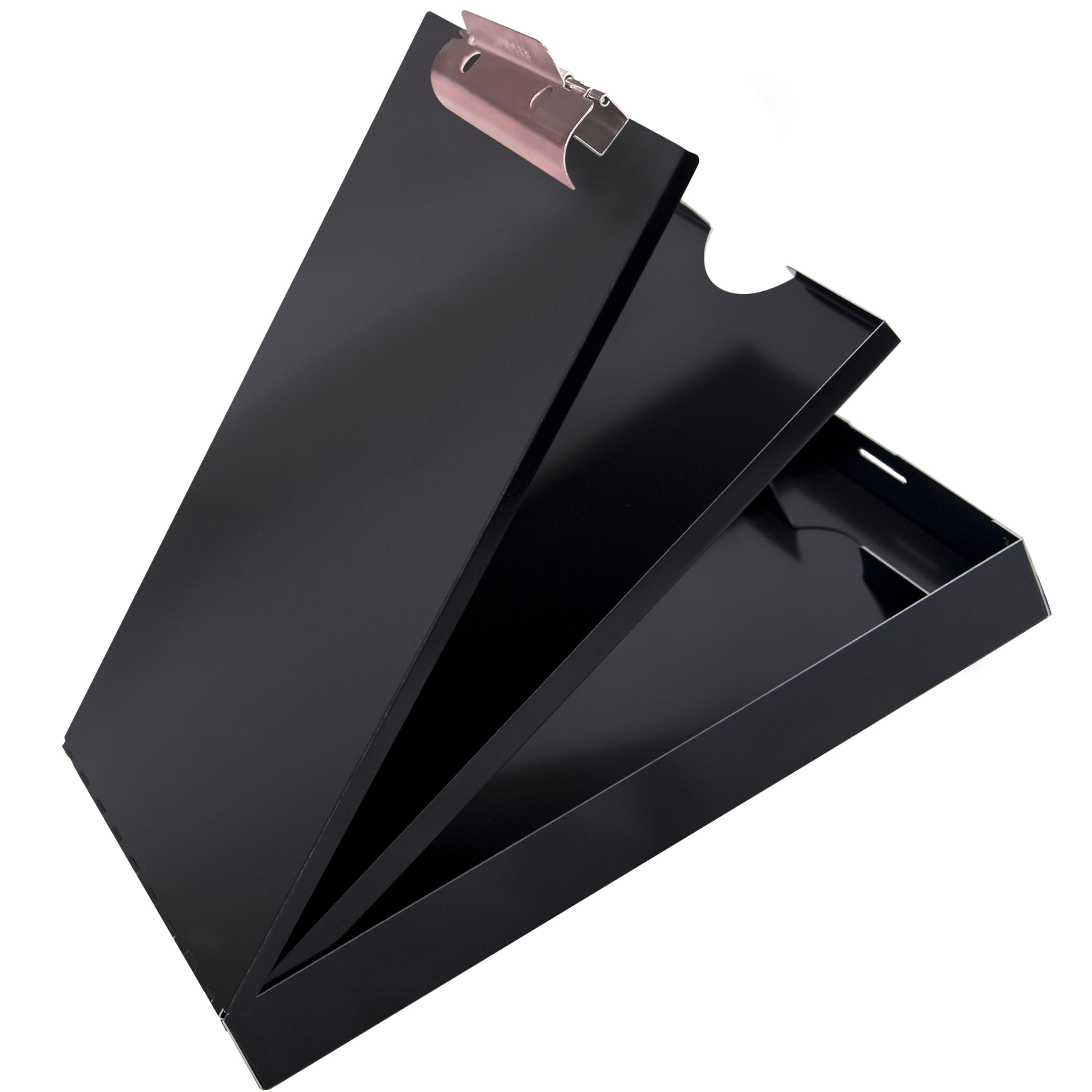Saunders Metal Clipboard with Storage, Dual Storage Nursing Clipboard, Letter Size Heavy Duty Contractor Clipboard with High Capacity Clip and Self Locking Latch, Black Clipboard, Proudly Made in USA