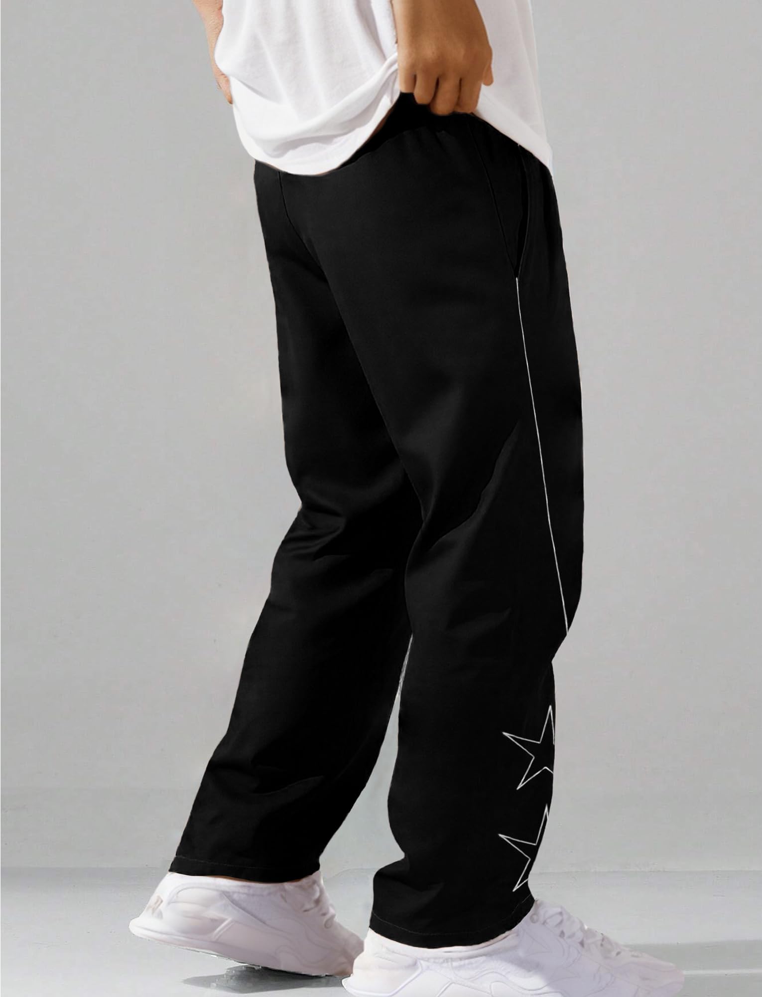 FEOYA Pantalon de Survêtement pour Hommes Y2k Baggy Joggers Adolescents Streetwear à Cordon de Serrage Jogging Pantalon de Harajuku à Jambes Larges Training Sportswear