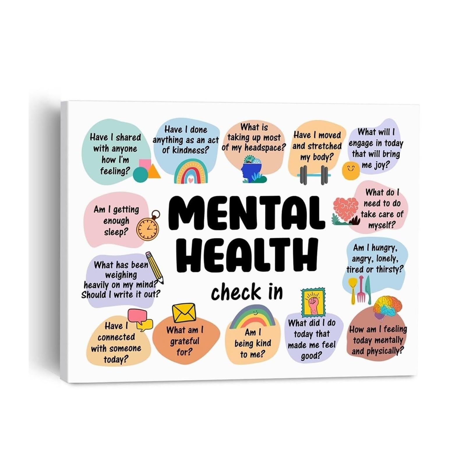 HGETJOHXEM For Counselors & Teachers - Mental Health Supportive Art with Affirmations, Framed Print for Office, Classroom & Waiting Room Decor(Framed,08x12inch(20x30cm))