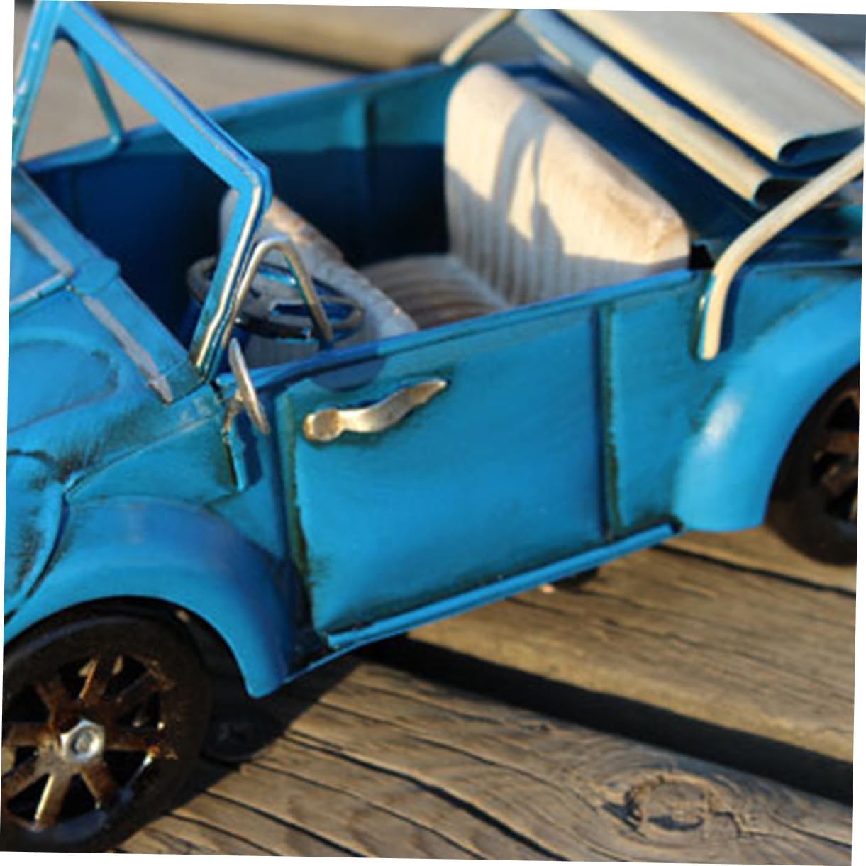 Retro Antique Car Ornament Blue Iron Crafts Vintage Desktop Decoration Creative Tabletop Adornment for Living Room Home Decor