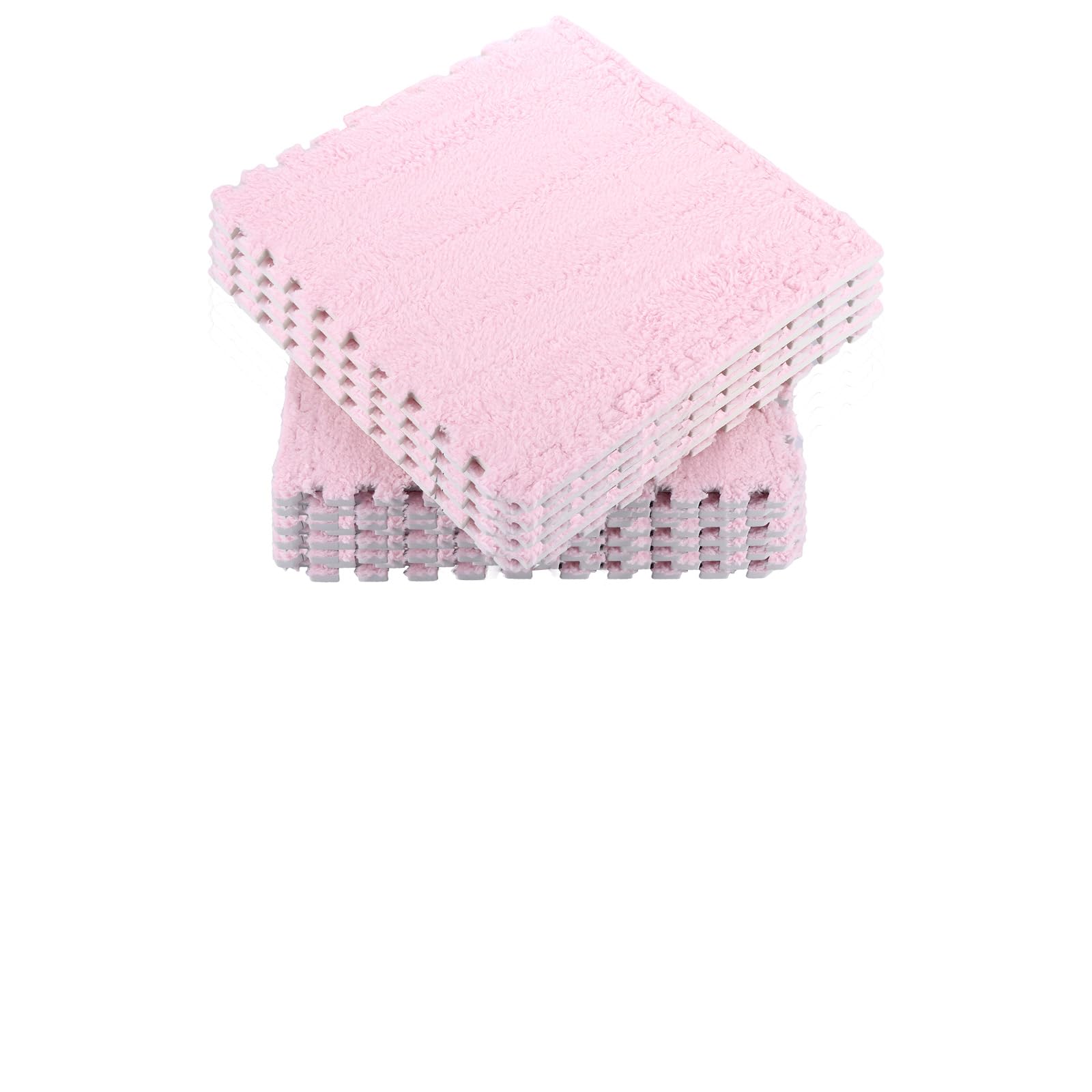 LOPYXBR 12Pcs Pink Foam Mat 30x30x1cm Soft Mats for Floor Foam Squares, Foams Mat Tiles Pink with Edges, Non-slip Plush Interlocking Floor Mats for Home Floor Protection