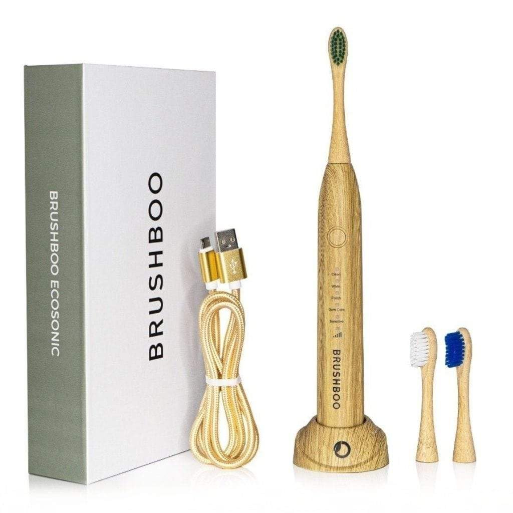 Sonic Electric Toothbrush | Travel Set | Battery Operated for Adults | Bamboo | Eco Friendly