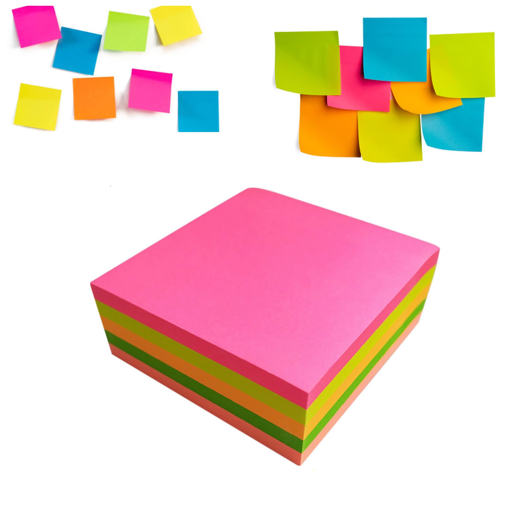 AIBULO450-Page Super Sticky Sensation! 76x76mm Bright Colored Sticky Notes - Superior Adhesion, Long-Lasting Color, Easy to Write On (10)