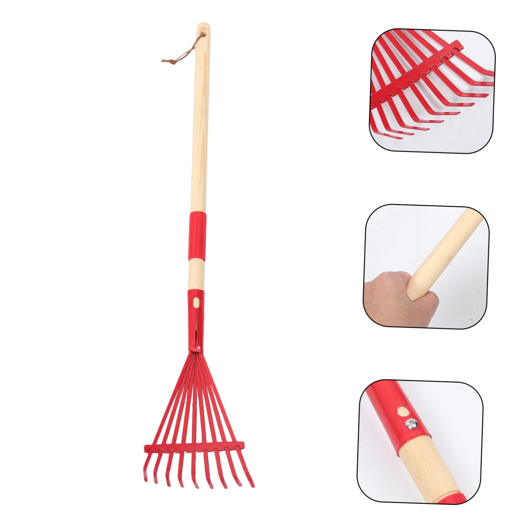 Toyvian 2 Stück Abnehmbarer Holzgriff Rake Größe lang Rechen Gras Rasenwerkzeuge eng rasenkanten Rechen für den Garten Kleiner Unkrautrechen Rechen für Kleinkinder hölzern rot