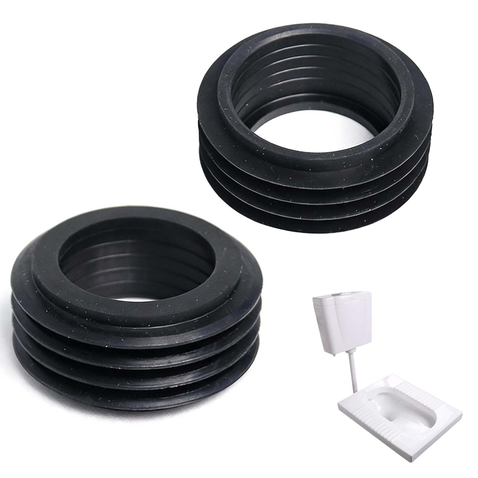 Conector de Tubo de Desagüe para Inodoro - Manguito de Goma para Cisterna, Diámetro Exterior 60 mm, Diámetro Interior 36-45 mm, Altura 25 mm - Sellado Duradero para WC