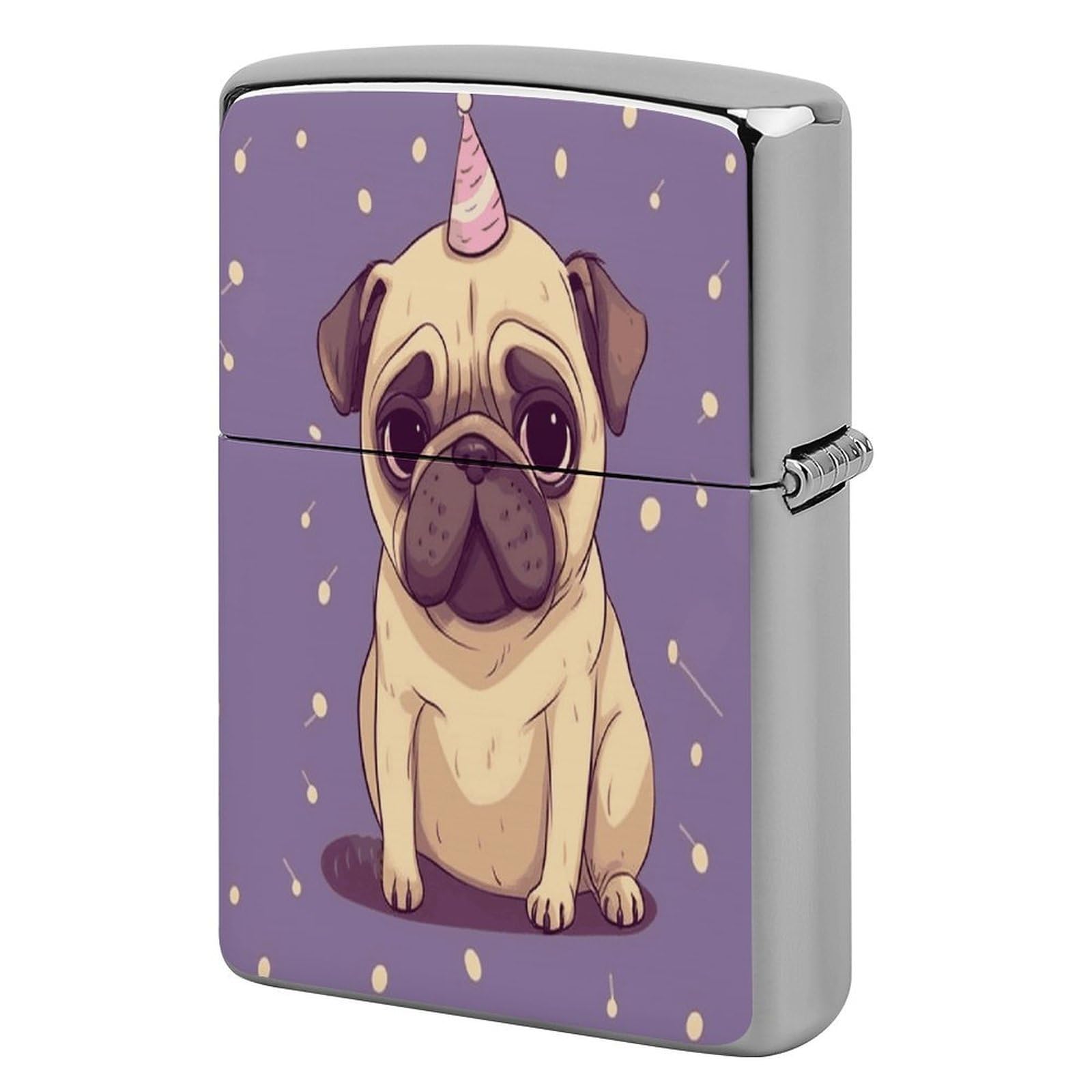 Fekiloot Style Funny Cartoon Pug Puppy Dog Lighter Case Cover Lighter Holder