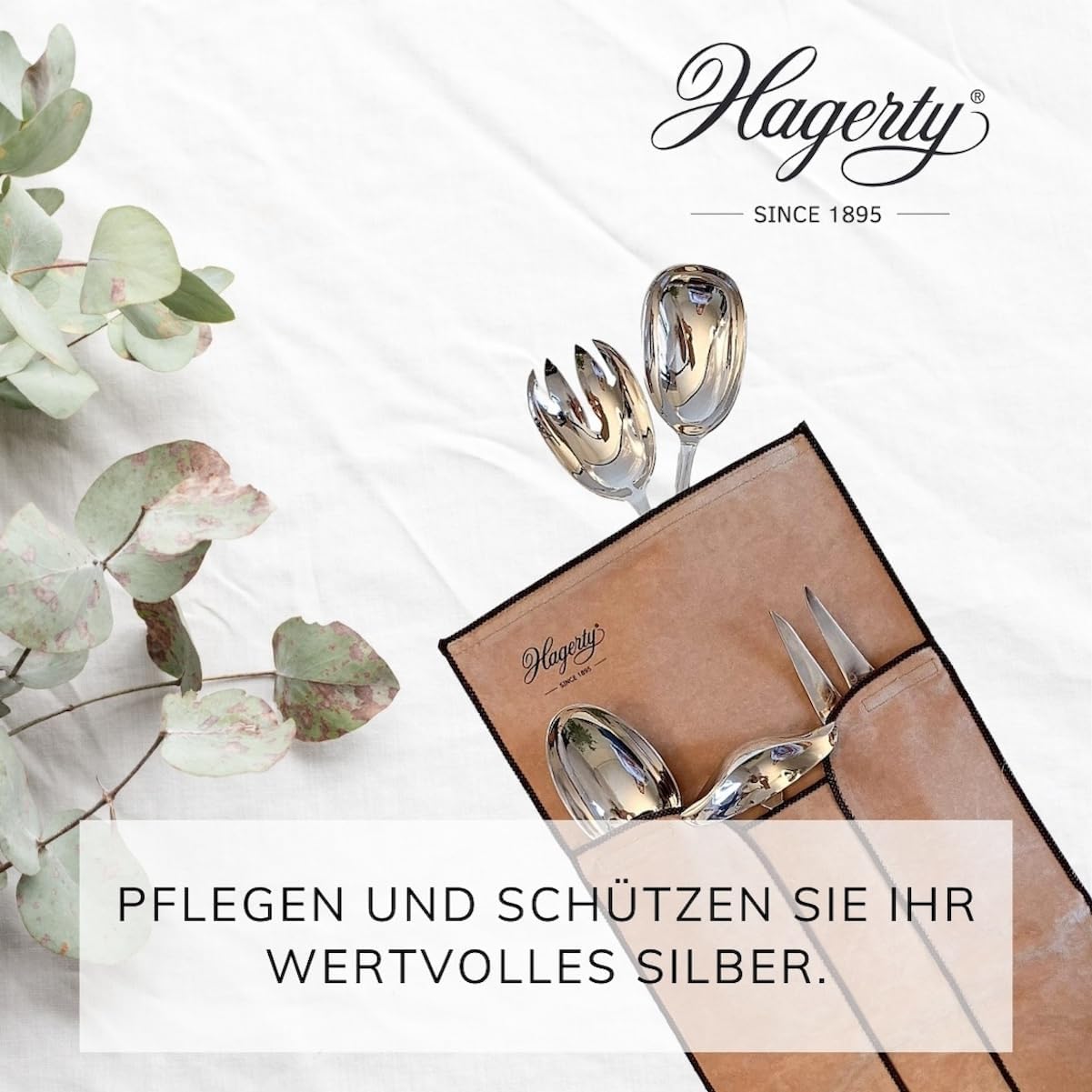 Hagerty Silver Guard Holloware Bag Tasche für Silber und Versilbertes 22 x 42 cm I Praktische Silber-Aufbewahrung Tasche mit Anlaufschutz I Imprägnierte Samt Schutzhülle für 5 Stück Service