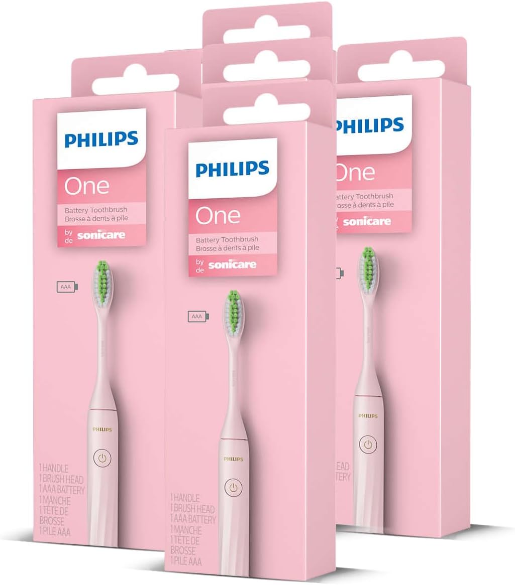 Philips One by Sonicare Battery Powered Toothbrush, Pink, HY1100/56 Family Pack