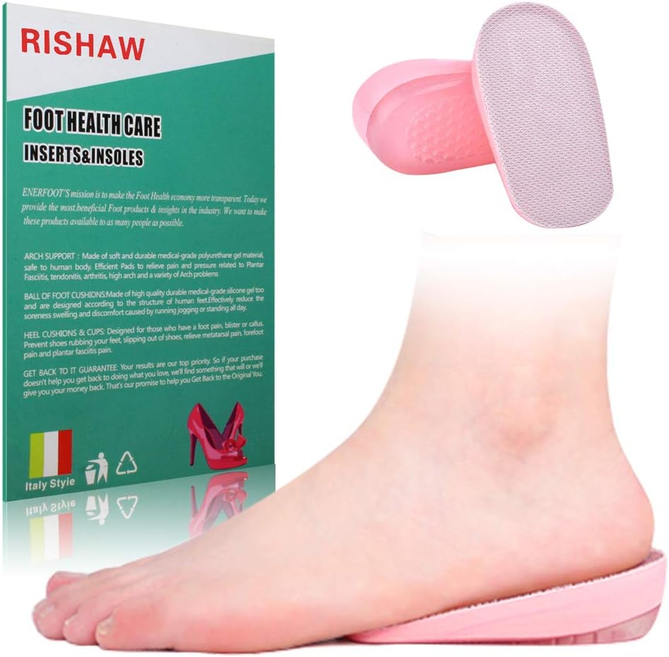 Height Increase Insoles, Heel Cushion Inserts, Heel Lift Inserts for Leg Length Discrepancies for Women (Pink 0.6IN)