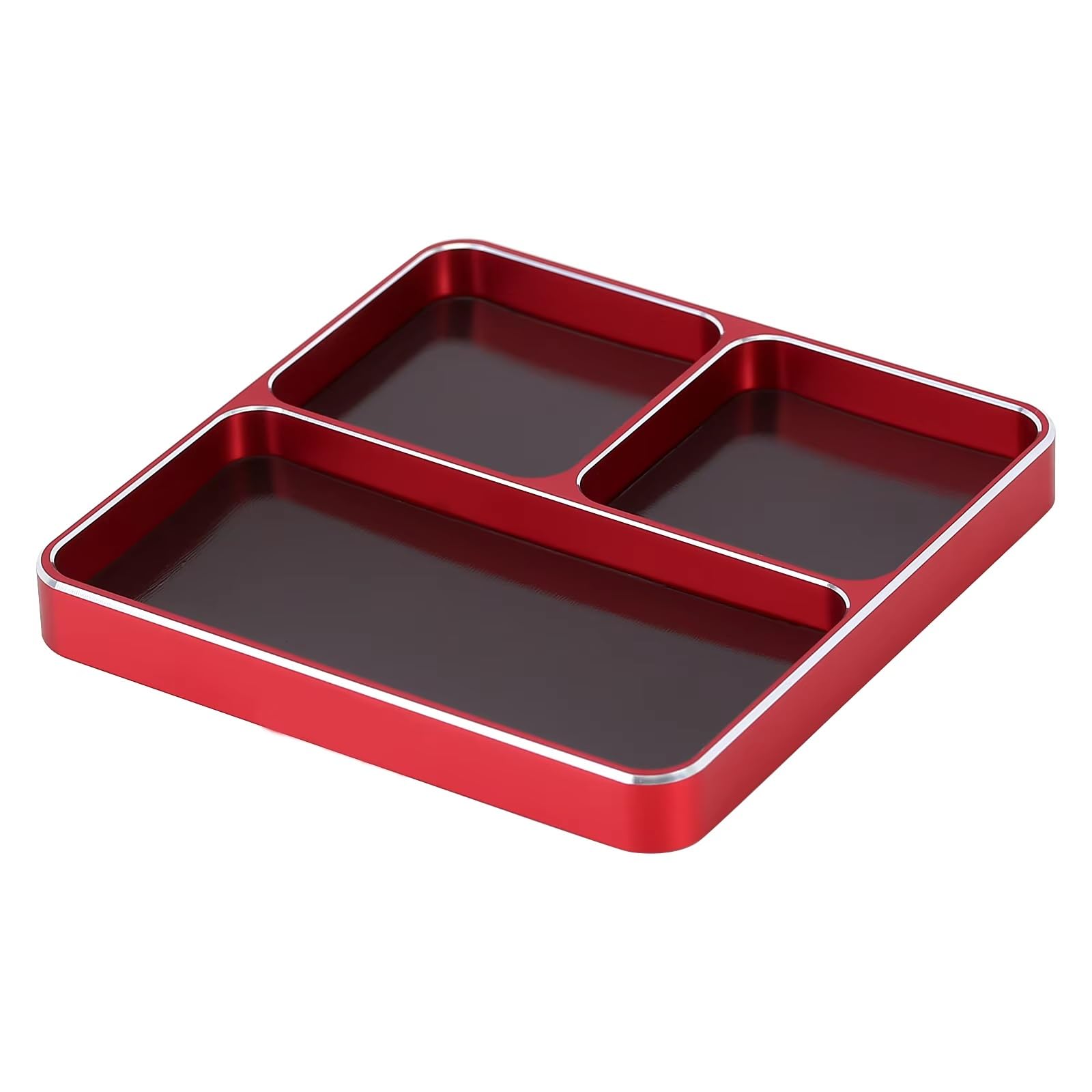 Repuestos Maquetas RC Bandeja De Tornillos De Aluminio CNC De 98X98X11mm Herramienta De Almacenamiento De Juntas De Tuercas Para Modelos De Coche Barco Y Avión RC(Red)