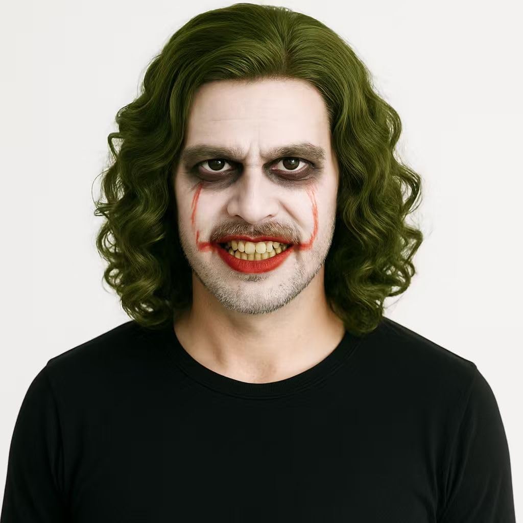 Clown Green Wig for Adults Men Women - Fancy Dress for Cosplay Parties & Halloween Costumes - Image 3